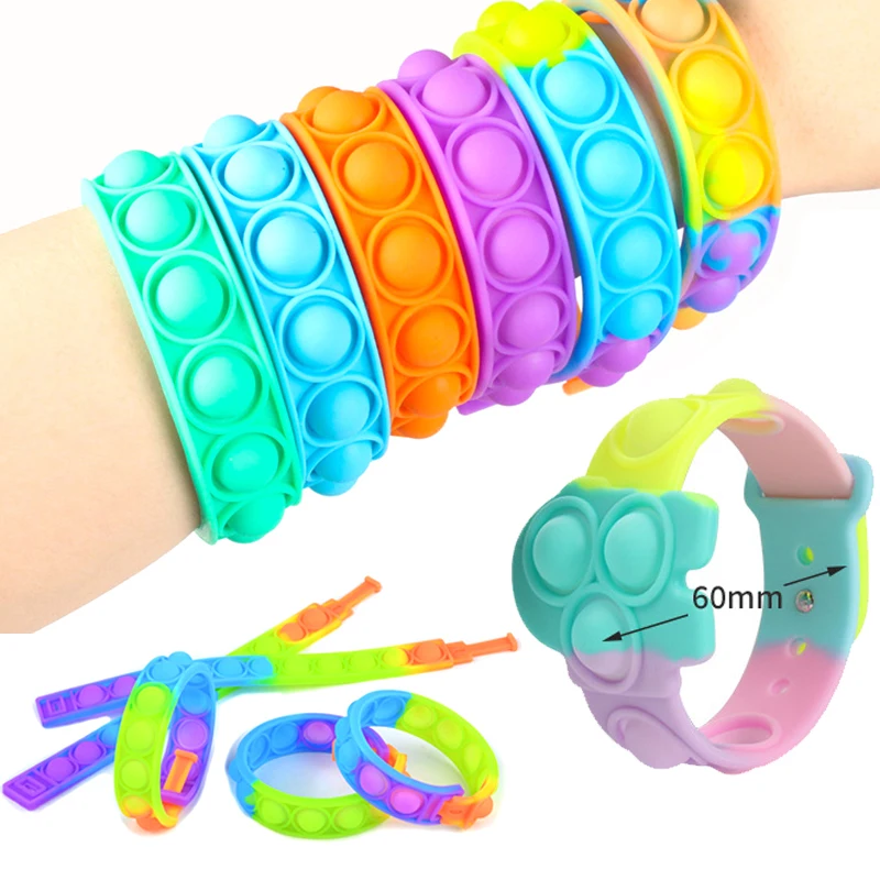 

Popping Fidget Toys Sensory Bracelet its Push Bubble Simple Dimple Wristband Decompression Anti Stress Reliever Adult Kids Gifts