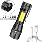 Мини XPE + COB светодиодный фонарик, водонепроницаемый ручной тактический фонарь, 3 режима масштабирования, регулируемый Карманный рабочий фсветильник рь с зажимом для экстренных ситуаций