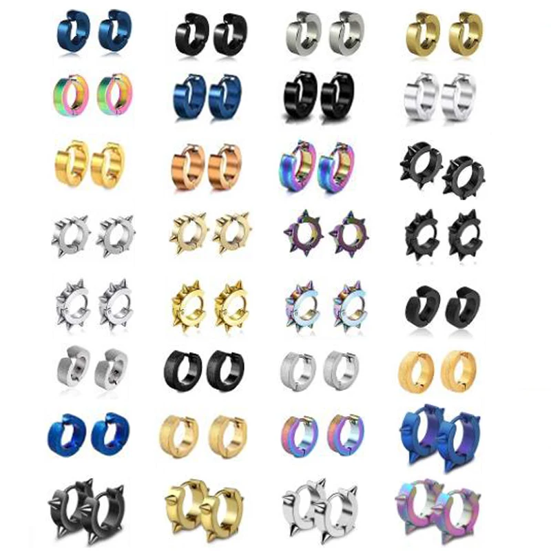 

1 pair Classic Korean Punk Stainless Steel Ear Clip Earrings For Men Women Black No Pierced Fake Ear Circle New Pop Jewelry