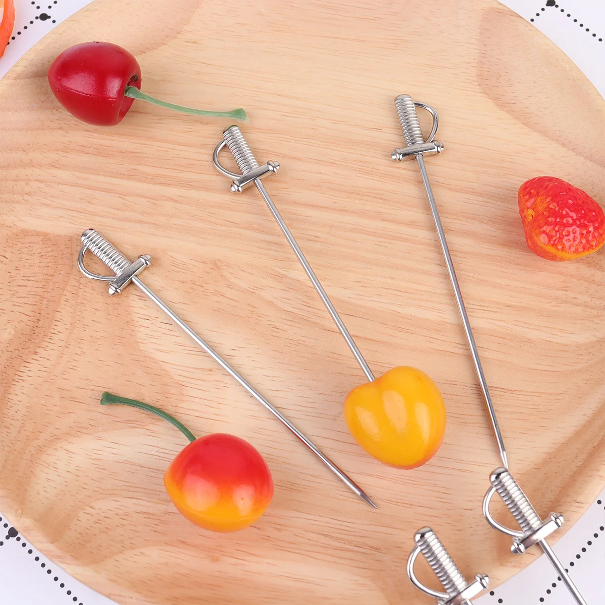 

Picks Cocktail Fruit Sticks Skewers Metal Toothpicks Drink Reusable Steel Stainless Appetizer Garnish Martini Dessert Drinks