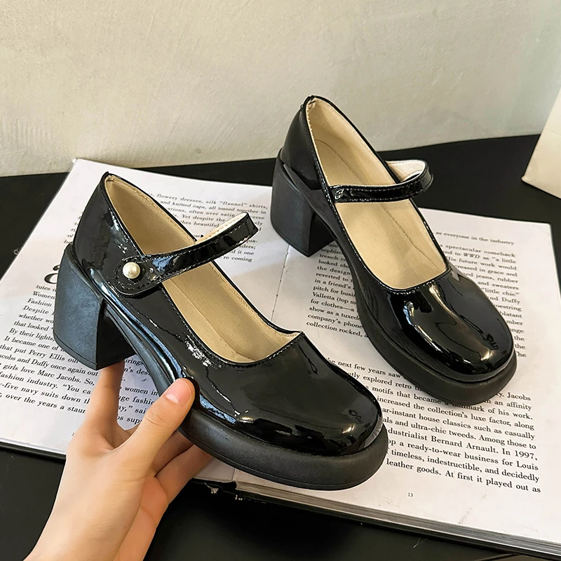 

white platform heels Women Mary Jane Shoes Vintage Girls High Heel Platform Lolita Shoes Japanese Style College Student Shoes