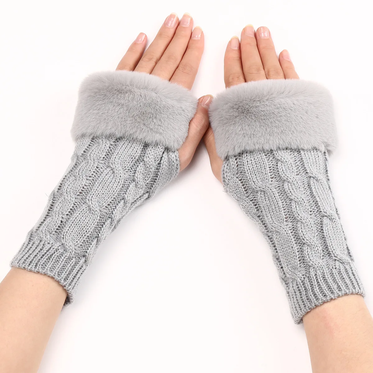 

New Women Knitted Half-finger Warm Gloves Unisex Lovers Arm Sleeve Fingerless Mittens