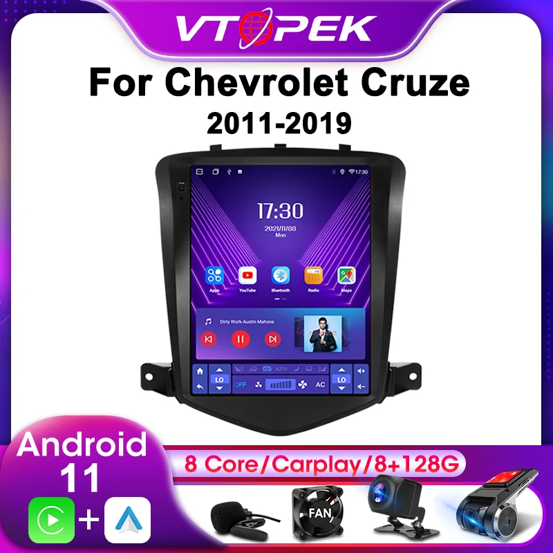 Vtopek 2Din For Chevrolet Cruze 2008-2014 Android 11 Car Stereo Radio Multimedia Video Player Navigation GPS Head Unit Carplay