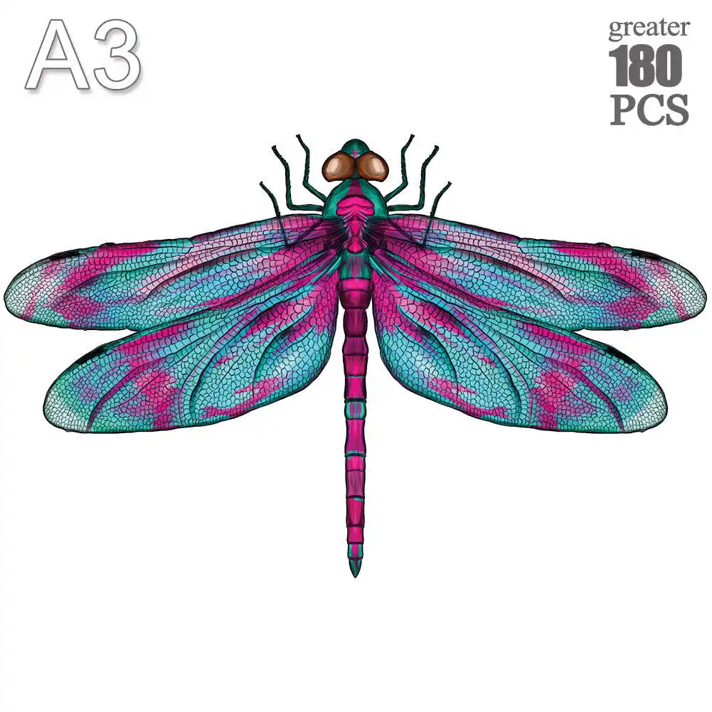 

New Wooden Puzzles family games Toys Wood animal Jigsaw Puzzle Educational For Kids Adults 3D dragonfly Wooden Jigsaw Puzzle