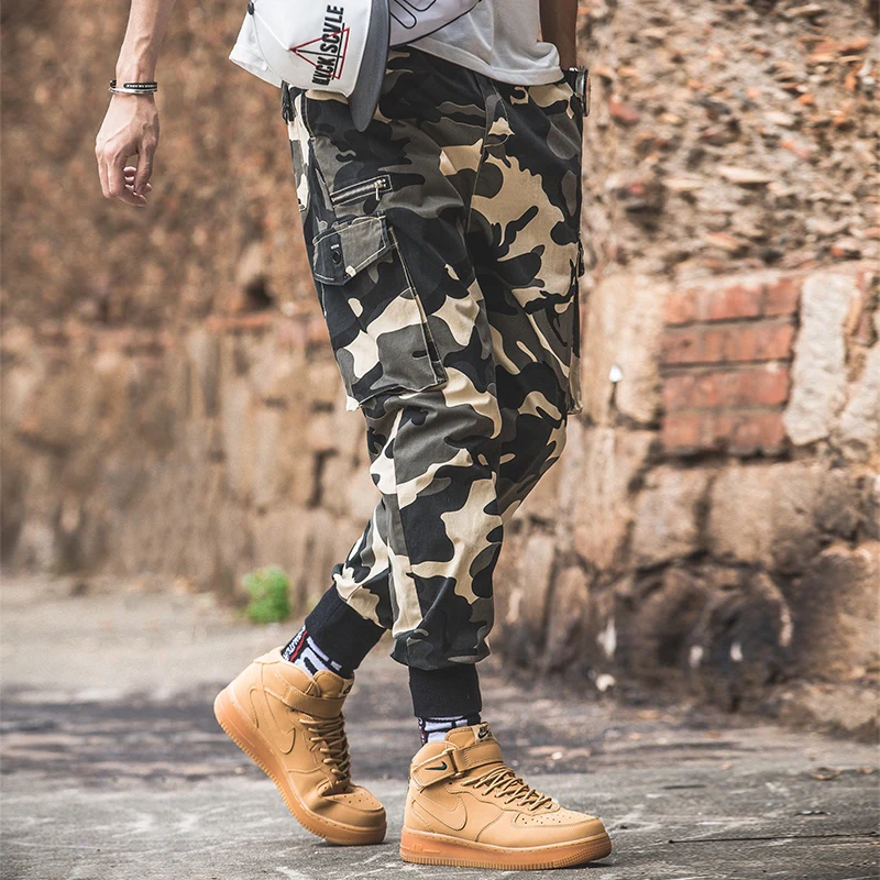 Брюки-карго мужские с эластичным поясом хлопковые брюки в уличном стиле