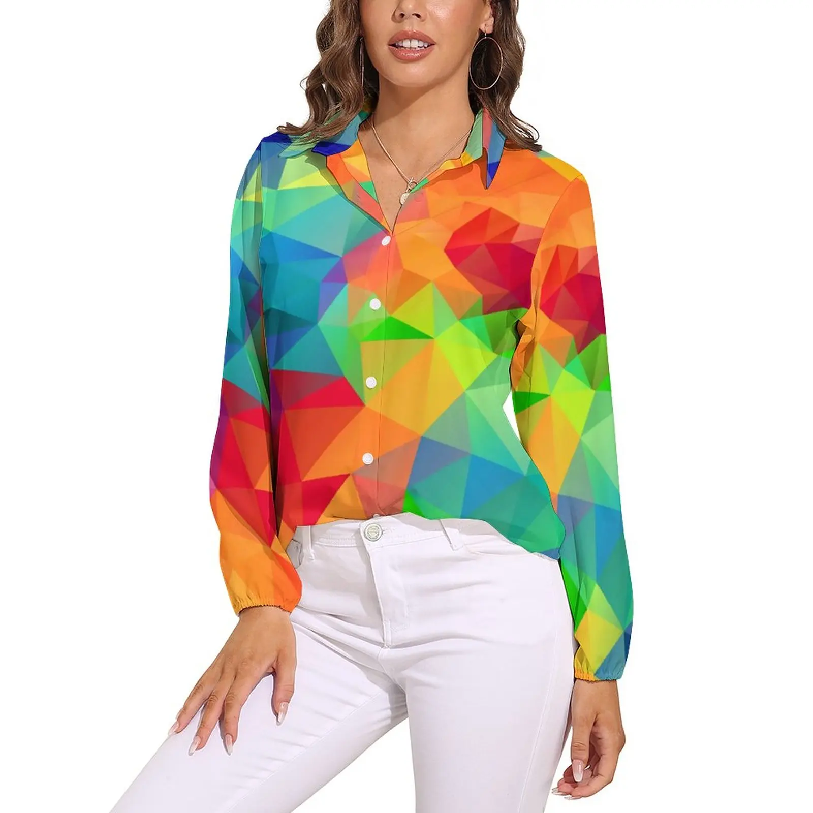 

Женская Свободная блузка с длинным рукавом и принтом Омбре