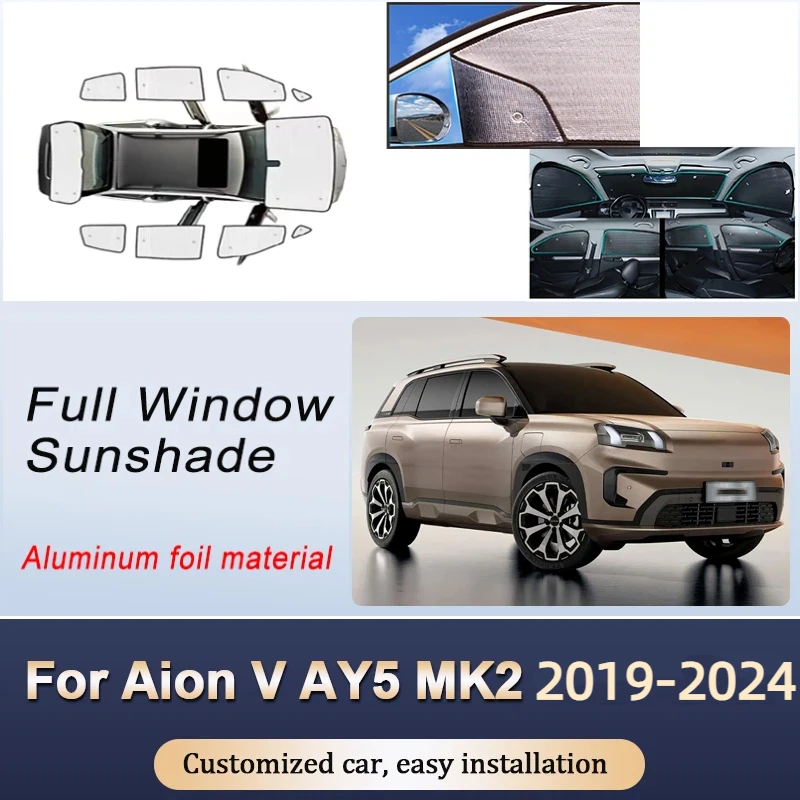 Фото Солнцезащитные шторки для Aion V AY5 MK2 2019-2024 SUV, шторки на лобовое стекло, теплоизоляционные шторки, шторки для конфиденциальности, аксессуары для автомобиля. №2