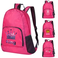 unisex foldable bag outdoor backpack portable camping hiking king print pink traveling daypack leisure unisex sport bag backpack
