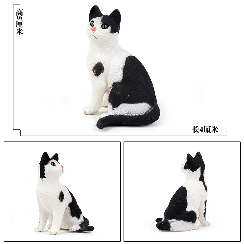 

Children's Simulation Animal Cat Model Set House Cat Play Kitten Black and White Kitten Model Toy Decoration