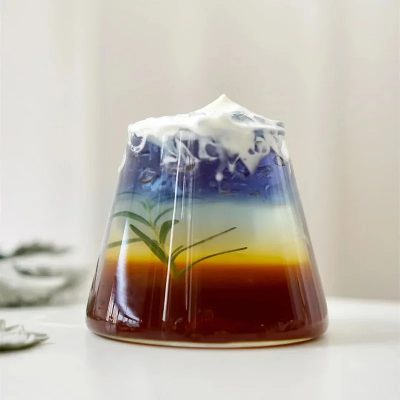 

Japanese Style High Borosilicate Glass Heat-resistant Decorative Water Cup Milk Coffee Cold Drink Cup Snow Mountain Shape Cup