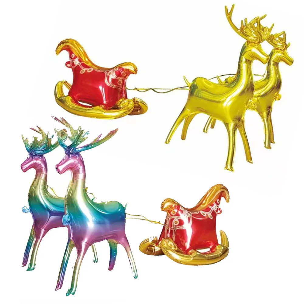 3pcs  Gold Standing Deer Balloons Reindeer Animal Foil Balloons Christmas Party Decoration Inflatable Toys