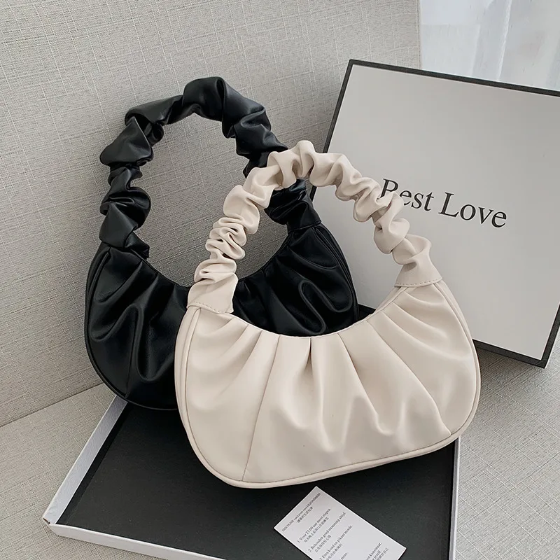 

Fashion Bolso Feminina Korean Version Women's Bag 2022 New Solid Cloud Pleated Bag Simple Women's Armpit Bag Sweet Shoulder Bag