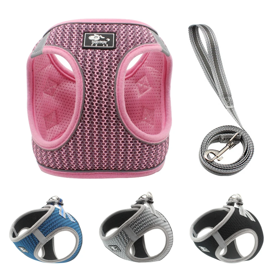 

Breathable Mesh Dog Harness Vest For Small Dogs No Pull Reflective Pet Cat Chihuahua Pug Walking Training Harness and Leash Set