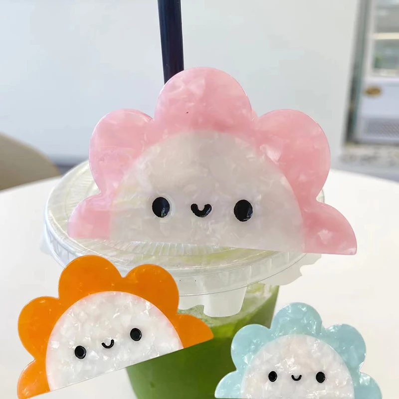 

Cute Simple 8CM Cartoon Cloud Hair Clip Claw Fashon Sunflower Smiley Fun Acetic Acid Grab Clip Hair Accessories