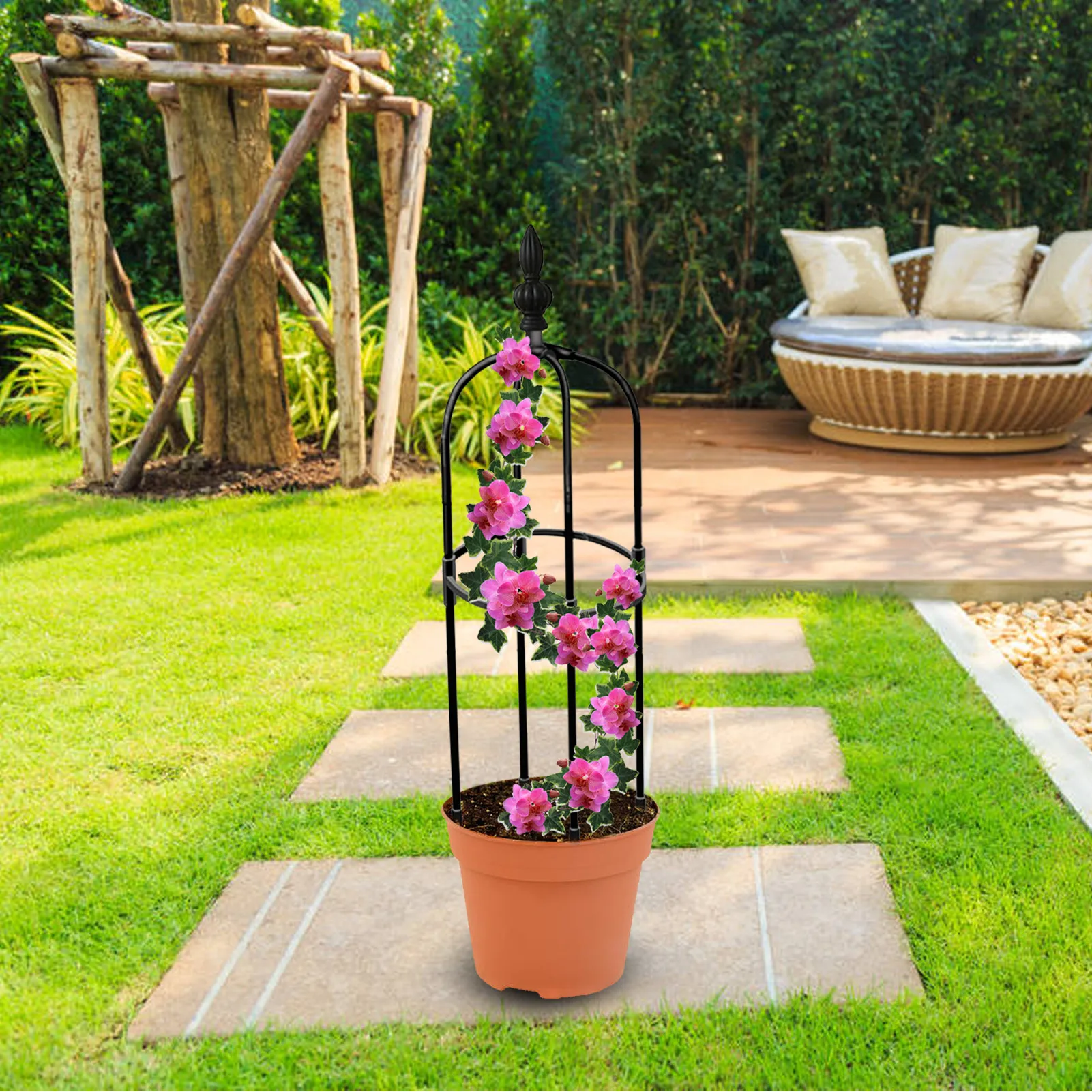 

Obelisk Plant Climbing Plant Vine Rack Plant Potted Support Frame Coated Steel Flower Vegetables Decorative Trellis Bracket