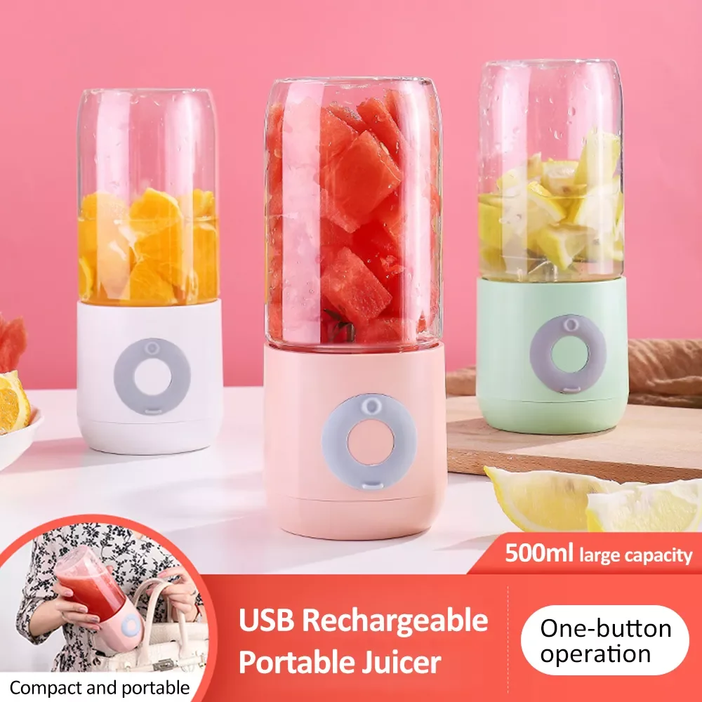 

Portable Blender USB Rechargeable 500ml Cup Bottle Electric Juicer Smoothie Kitchen Mixer Orange Machine no Juice Extracto