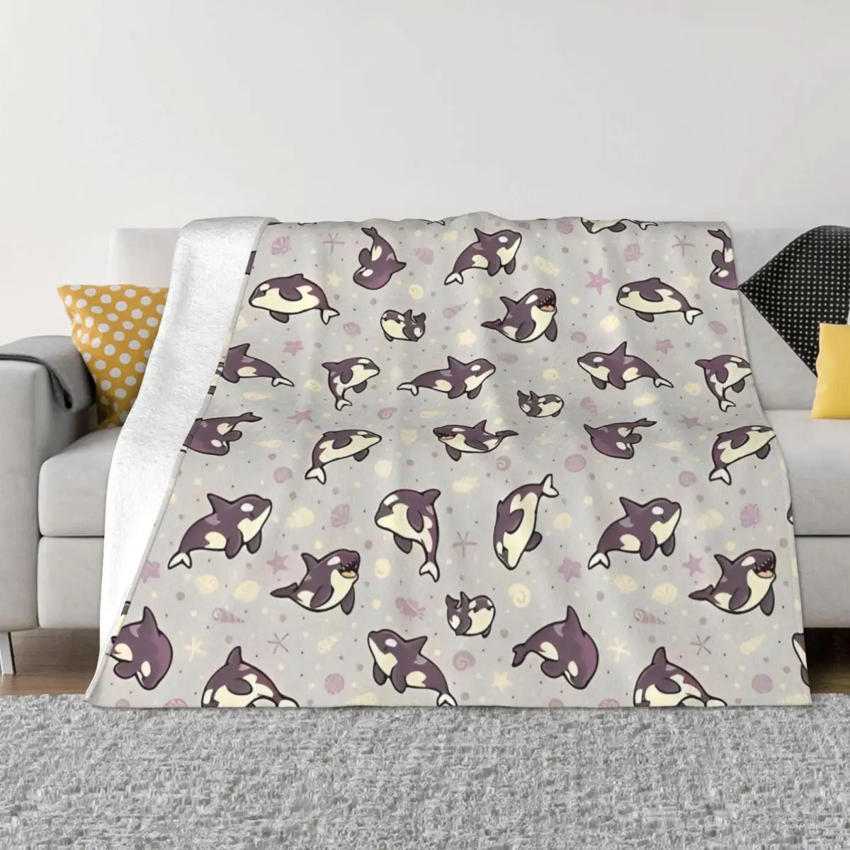 Милое фланелевое одеяло Jelly Bean Orcas с Китом весна-осень дышащие мягкие покрывала