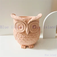 diy resin concrete flower pot silicone mold new owl design aromatherapy gypsum clay clay ornament