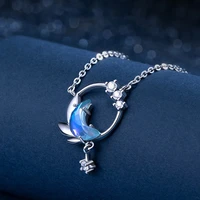 new hot selling silver color temperament zircon moonstone moon dream pendant womens necklace fashion joker pendant gift jewelry