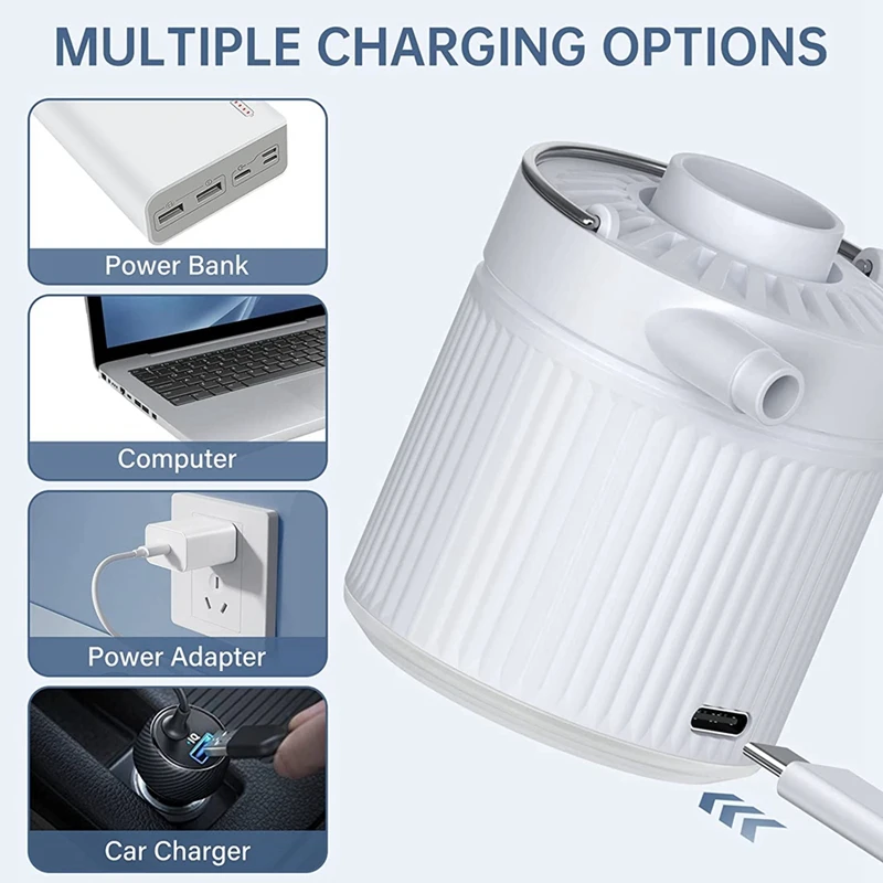 Портативный воздушный насос USB перезаряжаемый для накачивания с насадками