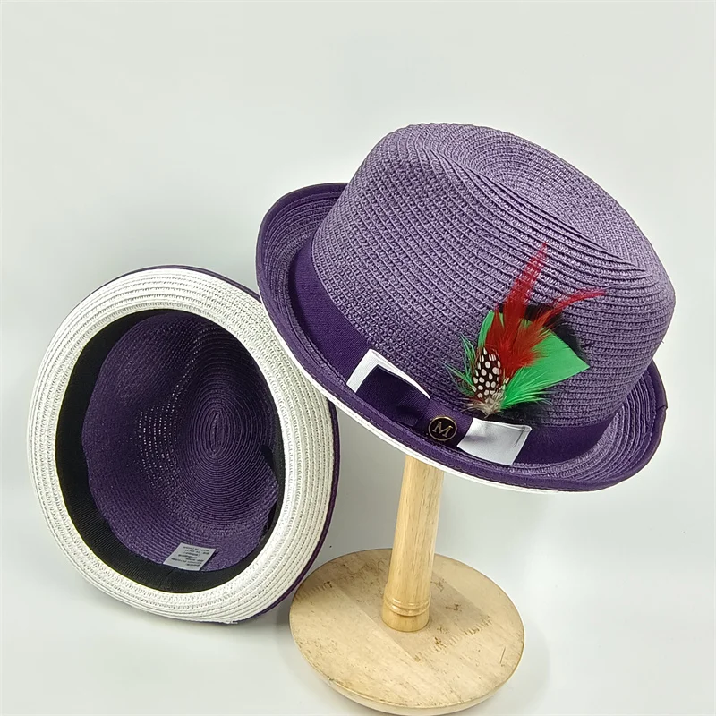 Шляпа соломенная для мужчин и женщин шляпа с бабочкой лентой плойкой подарок