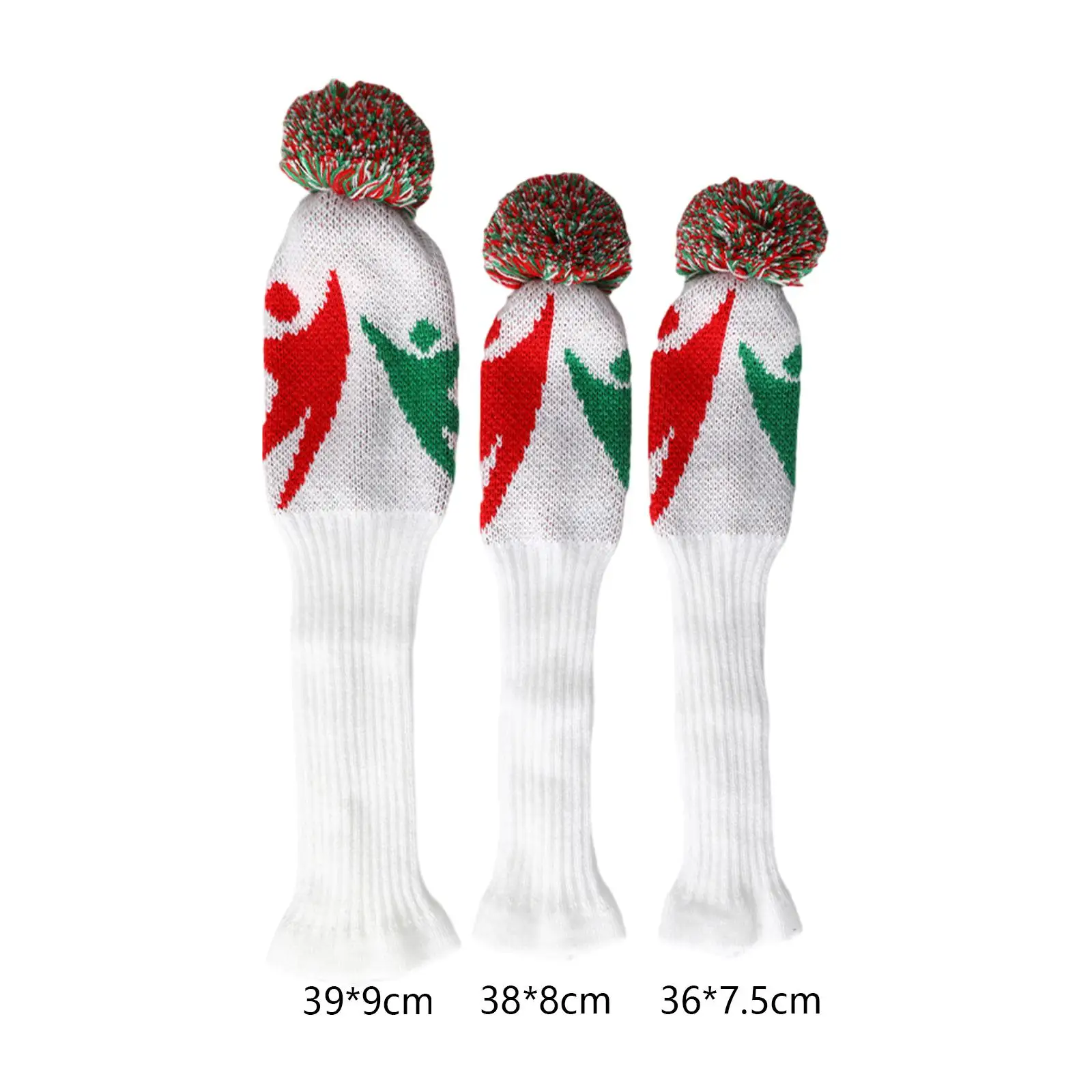 

3x Knitted Golf Club Head Covers Golf Headcovers Set for Beginners Golf Bag