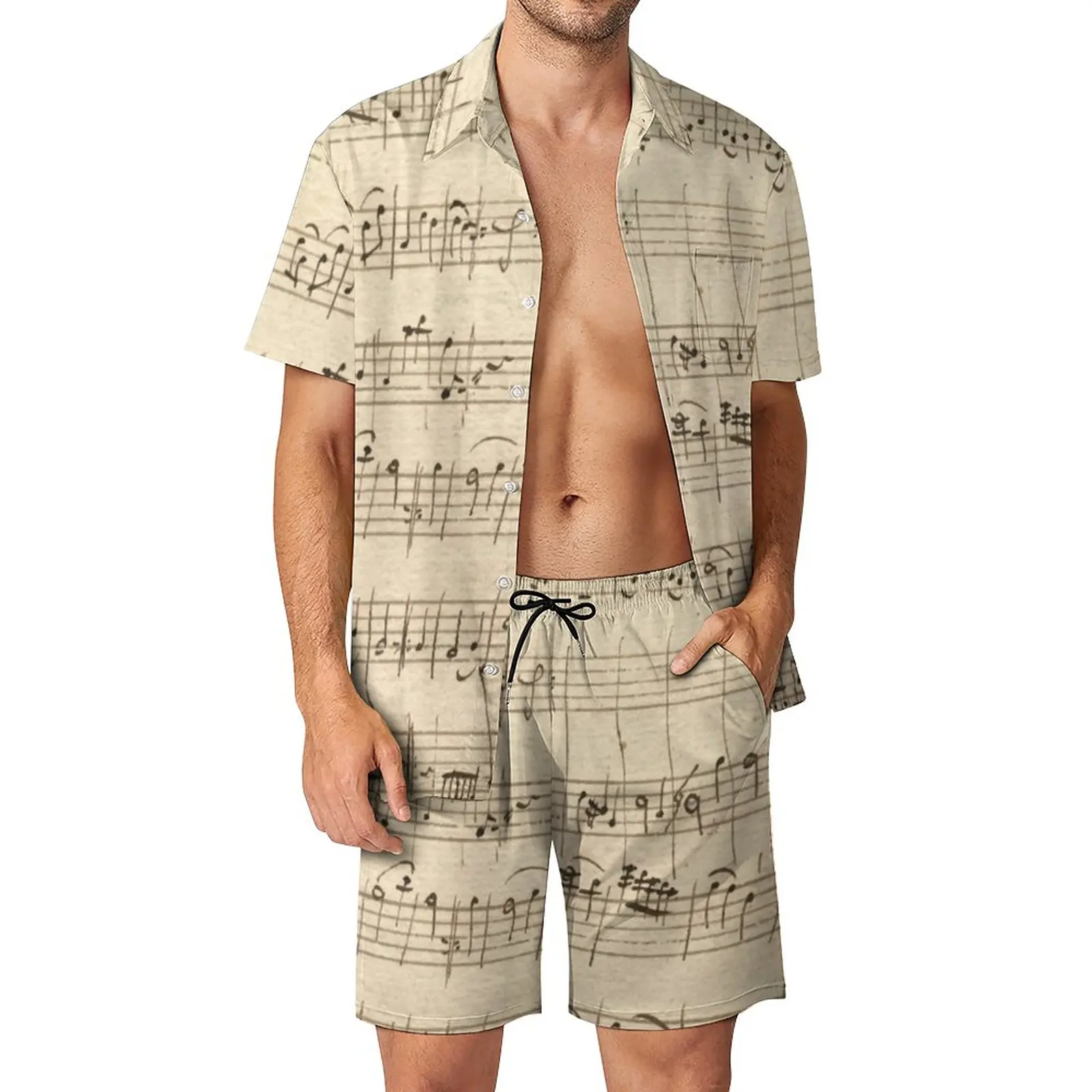 

Sheet Music Beachwear Men Sets Musical Notation Casual Shirt Set Summer Custom Shorts Two-piece Trendy Suit Plus Size 2XL 3XL