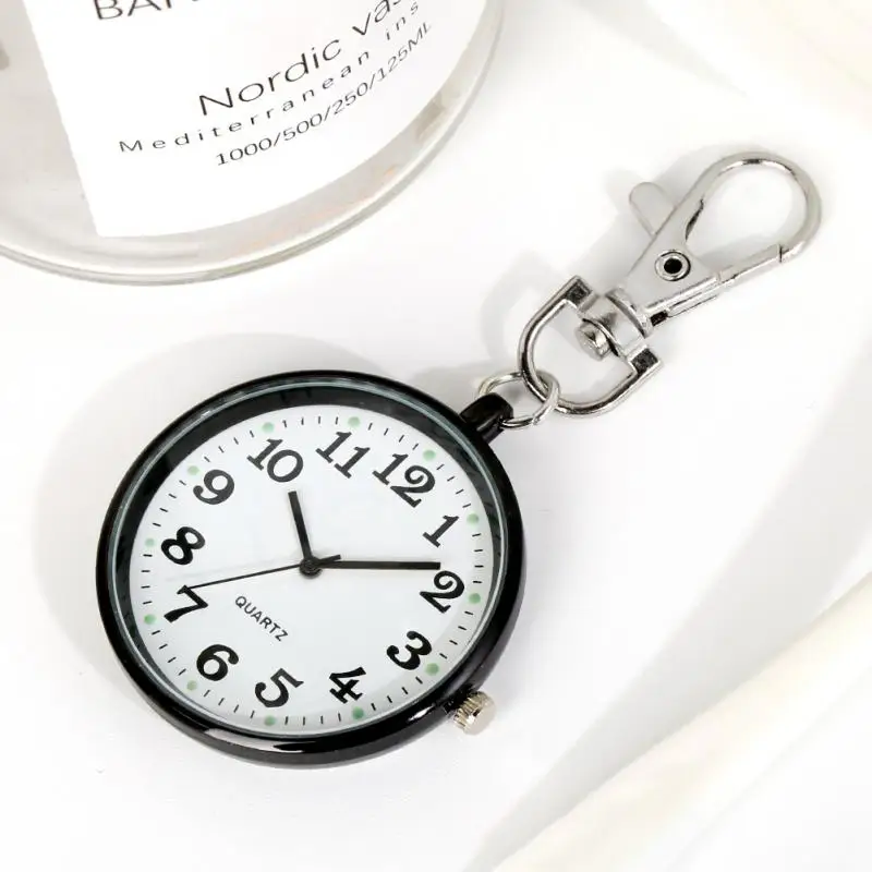 50Pcs/Lot Nurse Doctor Pocket Watches Clock For Hospital Medical Unisex Women Men Keychain Fob Clock With Battery Pendant Watch