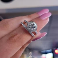 luxury fashion new 2022 diamond set zircon engagement ring two piece fashion ol ladies set ring