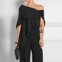 yeezzi fashion female elegant casual solid color urban asymmetric one shoulder tunic vintage black top for women 2022