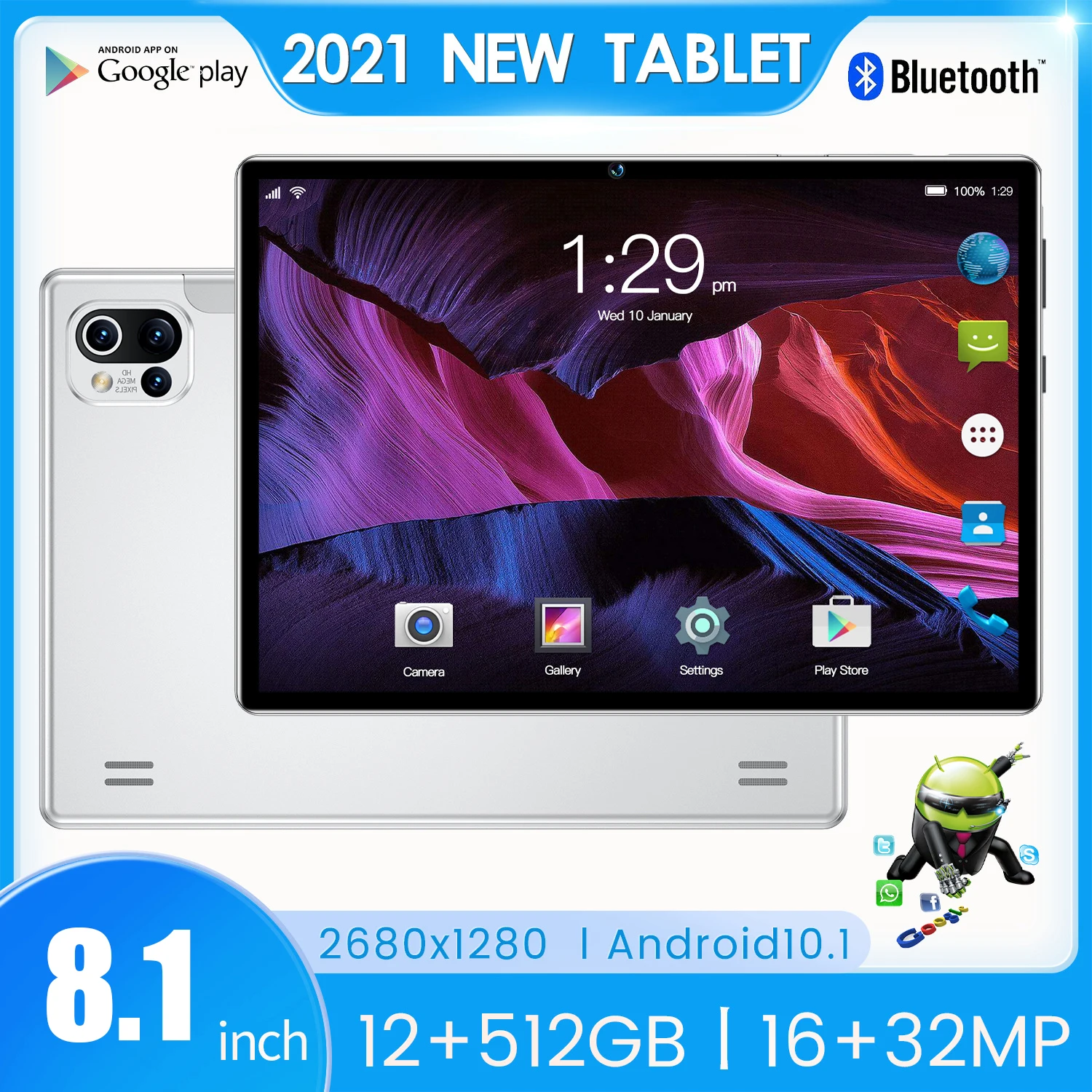 Global Version 5 Pro Android Tablet PC 8000mAh 12GB RAM 512GB ROM 16+32MP Camera 10 Core WIFI Netbook 8.1 Inch Laptop mini Pad |