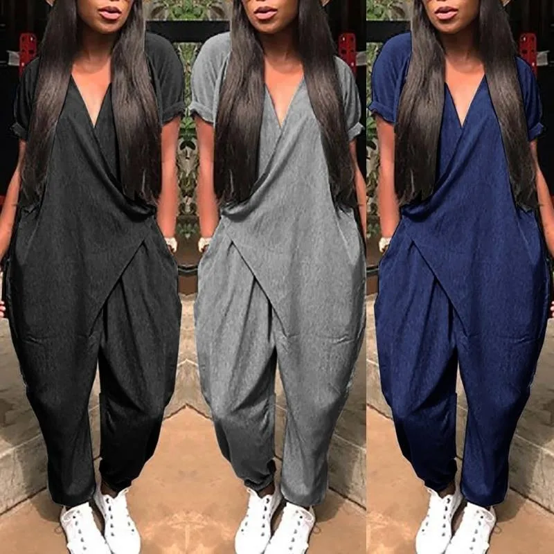 

Женский Летний комбинезон на пуговицах, с V-образным вырезом