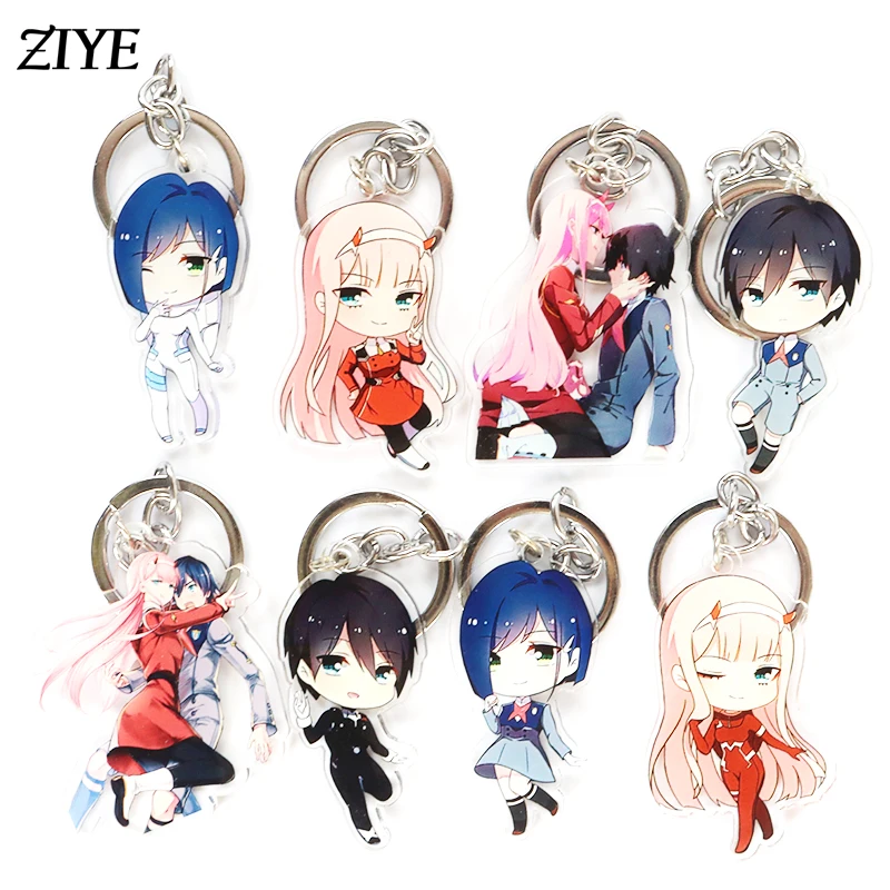 

Japan Anime DARLING In The FRANXX Keychain 02 ZERO TWO Acrylic Pendants Key Chain for Women Men Car Bag Jewelry Accessories Gift