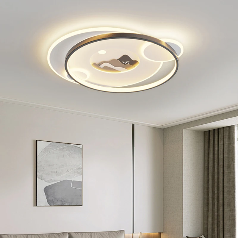 Современная простая Стильная черная искусственная потолочная лампа освещение