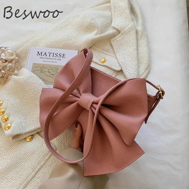 

Fashion Shoulder Bag 2022 Spring New Big Bow Designer Handbags Women Bags Solid Color PU Leather Ins Tote Bags Casual Female Bag