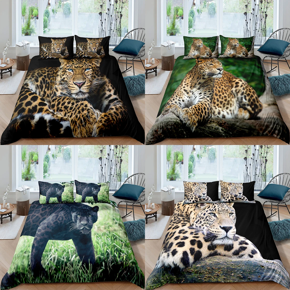 

Роскошный домашний текстиль, 3D леопардовый комплект с пододеяльником и наволочкой, Комплект постельного белья с животными, одеяло размера Queen и King, Комплект постельного белья