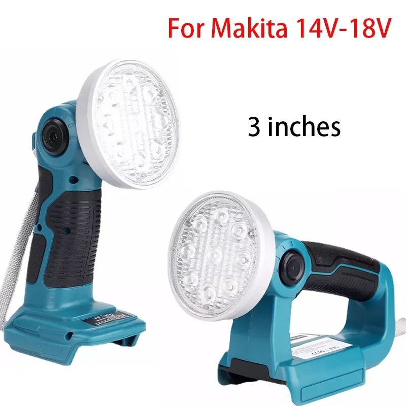 

NEW2023 Tool Light For Makita 14V-18V Lithium Battery LED Flashlight Lamp With USB Outdoor Emergency Lighting Spotlight round he