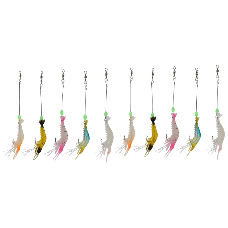 

10Pcs Soft PVC Fishing Lures Soft Plastic Life-Like Luminous Fishing Baits Fishing Accessories Set For Bass Trout
