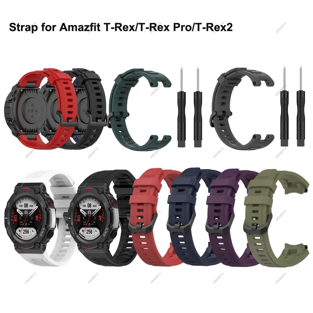 1 шт. силиконовый ремешок для Huami Amazfit T Rex Pro сменный часов 2 спортивный ремень Correa