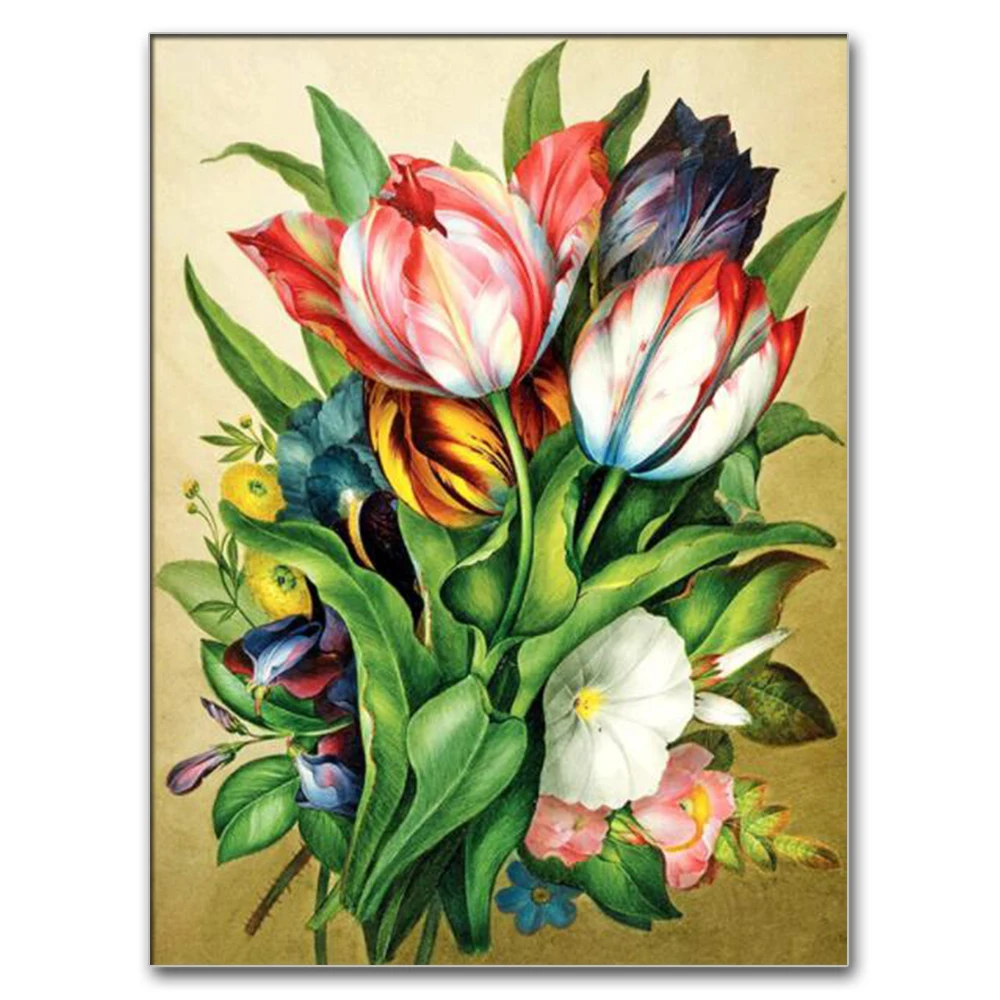 

5D алмазная вышивка, полный набор, Алмазная мозаика с тюльпаном, вышивка с цветами, вышивка, украшение для спальни