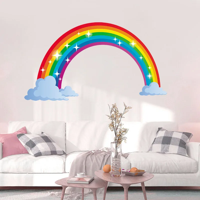

Kids Cartoon Rainbow Cloud Wall Sticker Creative Room Bedroom Decoration Mural Art Decals Home Decor Wallpaper Nursery Stickers