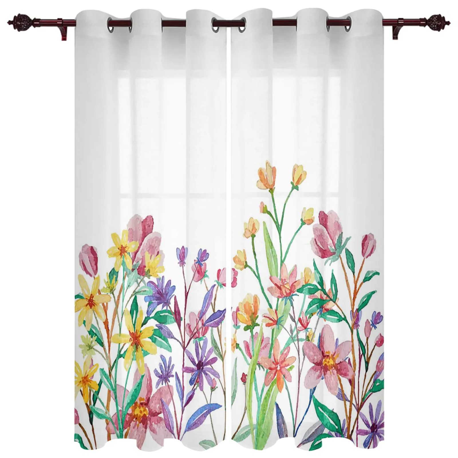 

Colorful Flower Plant Curtains Kitchen Balcony Decoration Drapes Bedroom Living Room Personality Home Window Decor