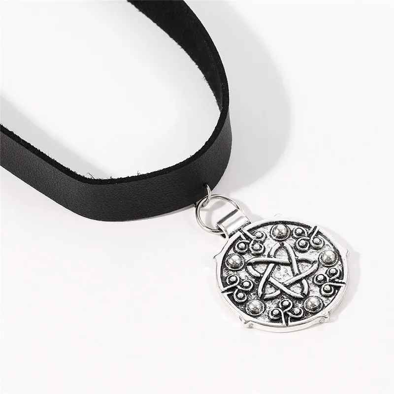 Wizard 3 Medallion Women Necklace Men Choker Neck Stainless Steel Necklaces for Leather Women's Chokers Fashion | Украшения и