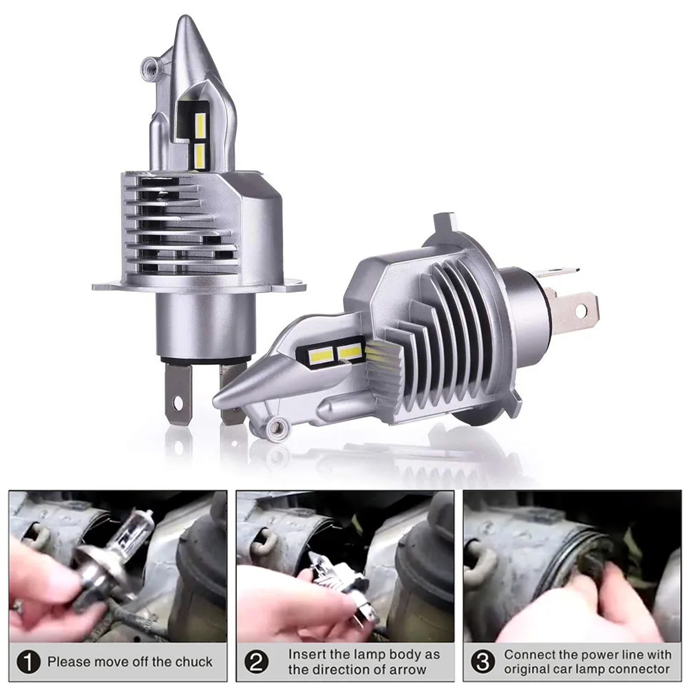 

2Pcs H4 Car LED Headlamp Bulb 120W 8V-48V 12000LM High Low Beam 6500K White LED Bulb Super Bright