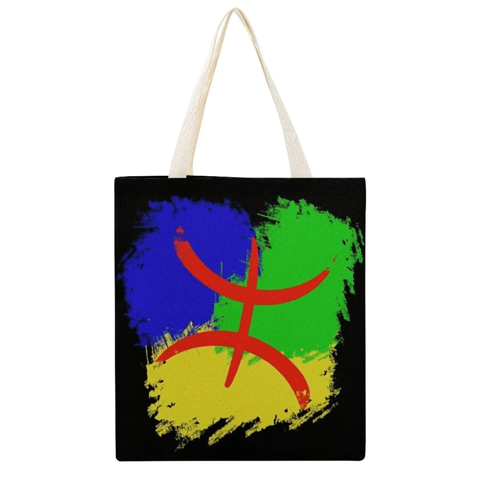 

Canvas Bag Berber Flag, Amazigh Flag High Quality Totes Creative Casual Field Pack Canvas Tote Bag Double