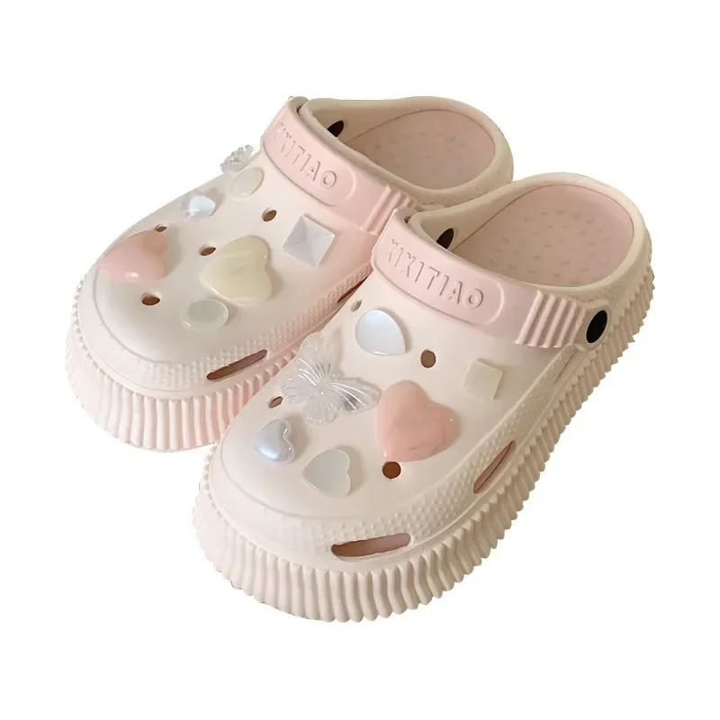 Новые летние перфорированные туфли на толстой подошве из ЭВА женские однотонные