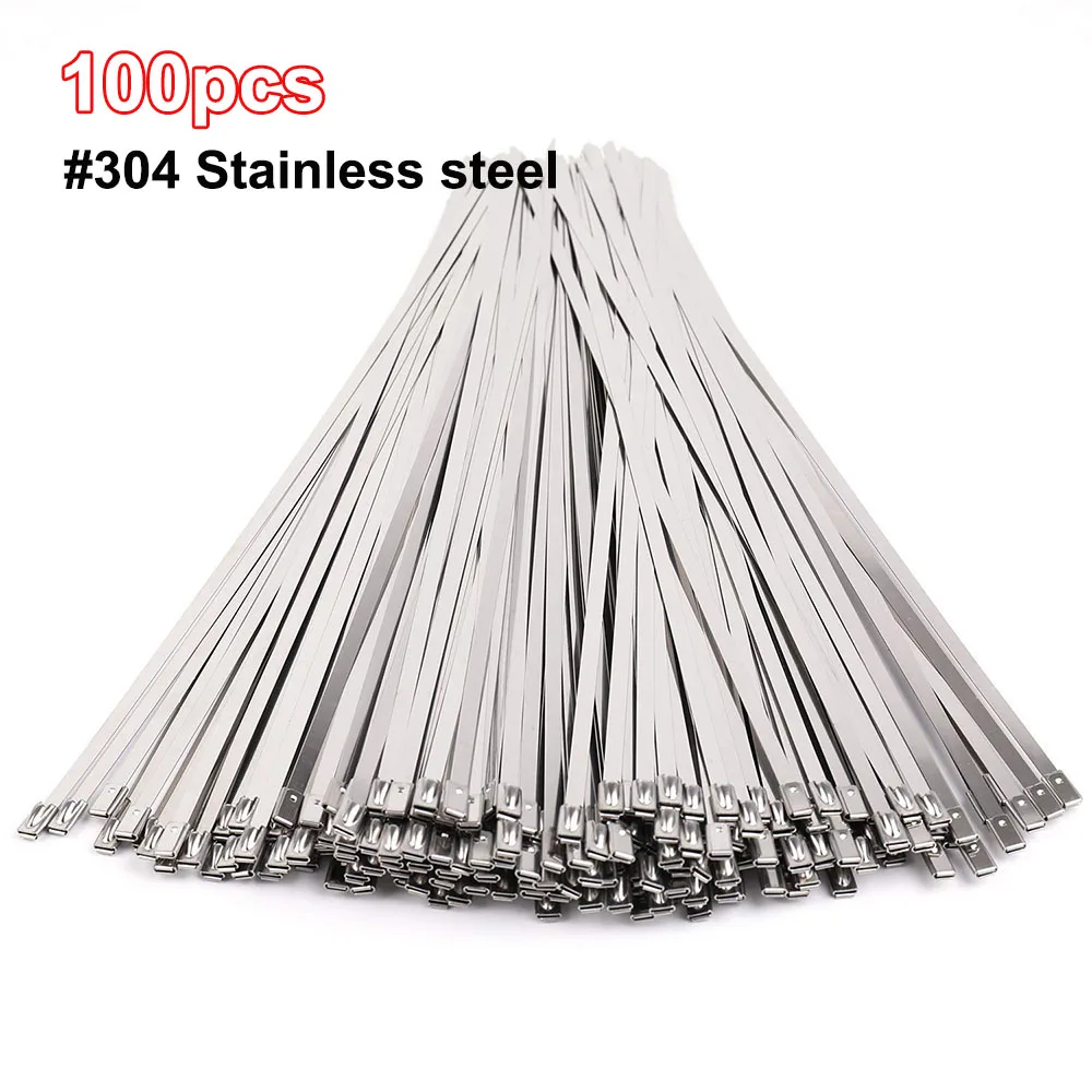 

100pcs 304 Stainless Steel Ball Lock Cable Ties Self Locking Head Metal Cable Tie Multi-Purpose Steel Zip Ties Wholesale