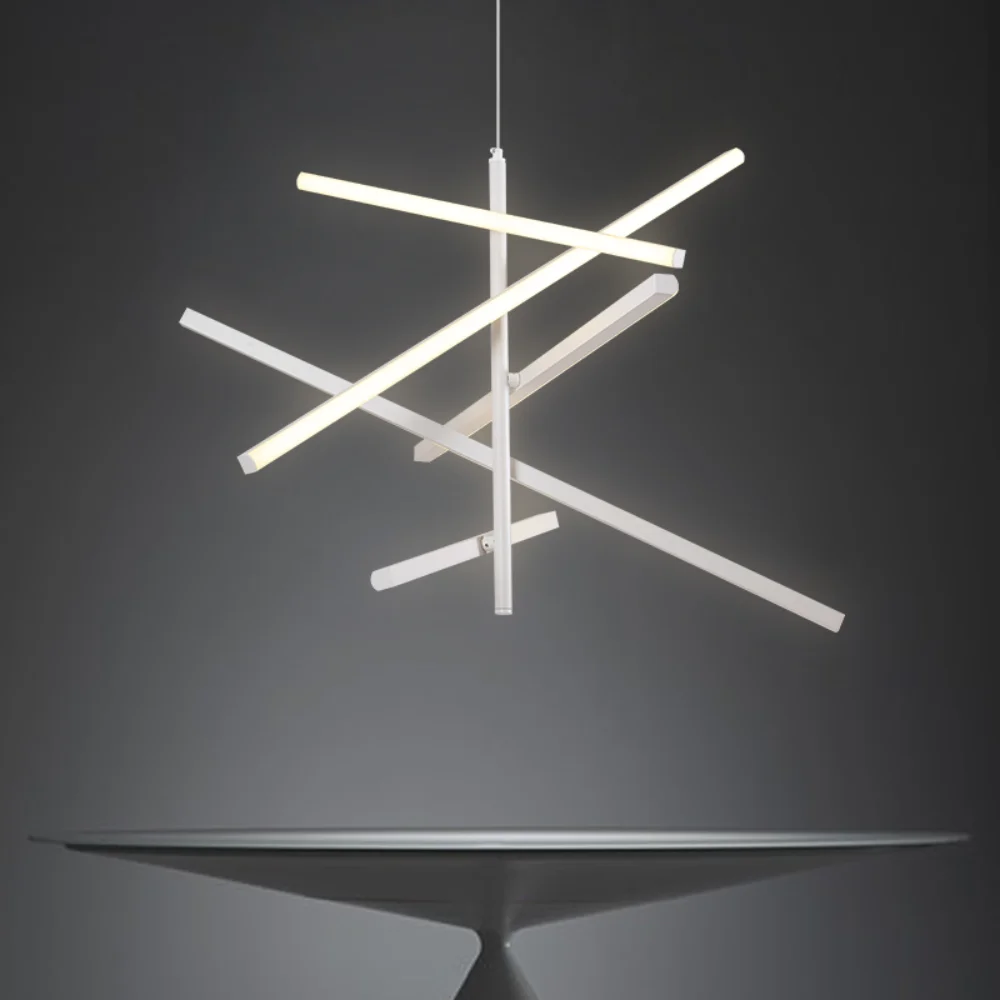 

Modern Minimalist LED Chandelier Lighting Black / White Dining Living Room Rotatable Hanging Lamp Bedroom Restaurant Luminaires