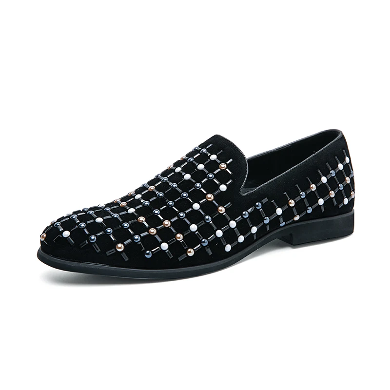 

Luxury Brand Mens Fashion Large Size 38-48 Shoes Black Flats Loafers Men Handmade Man Party Wedding Shoes Poninted Top Moccasins