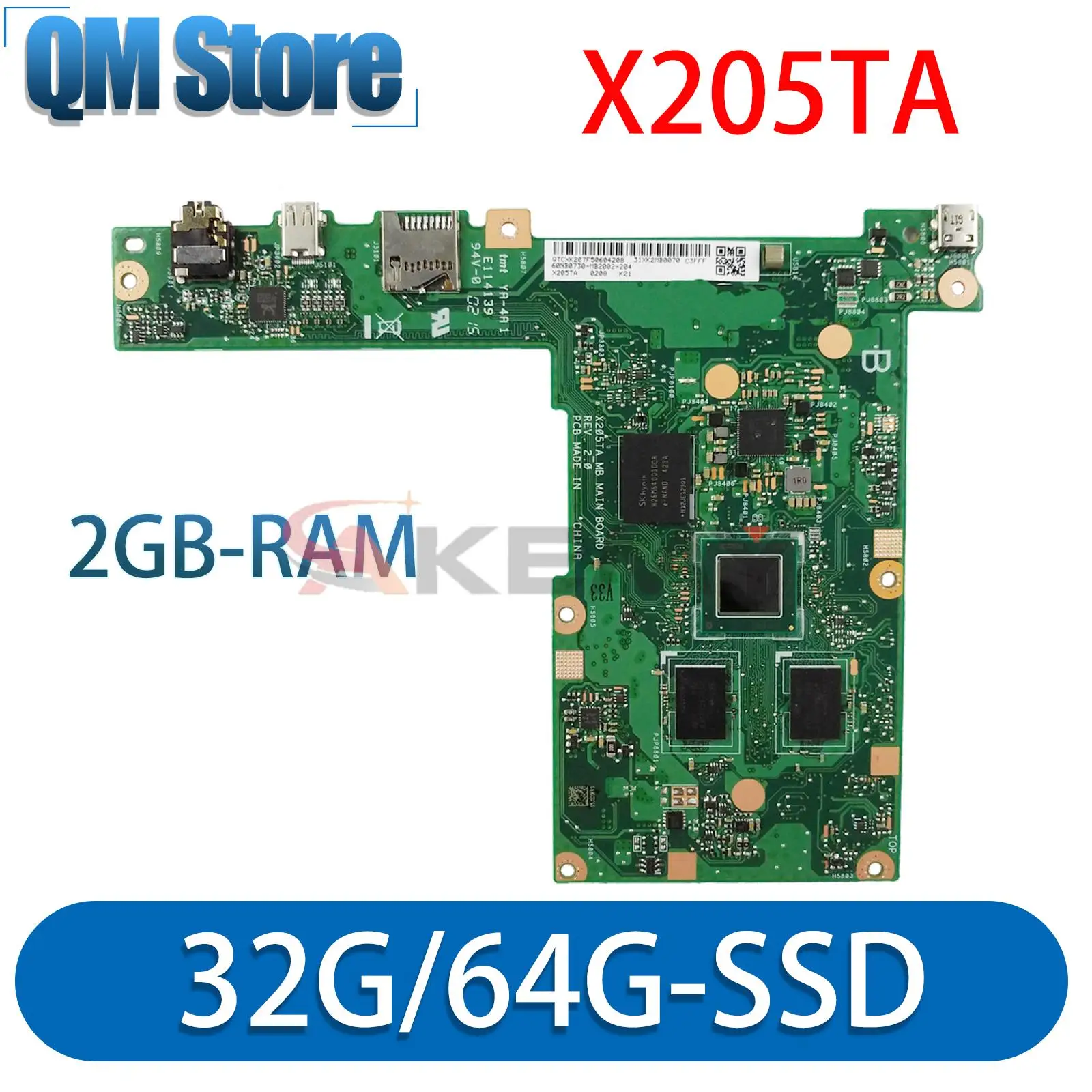 Материнская плата X205TA для ASUS EeeBook X205 X205T X205TAW, материнская плата для ноутбука Z3735F 2GB-RAM 32 ГБ/64 ГБ-SSD
